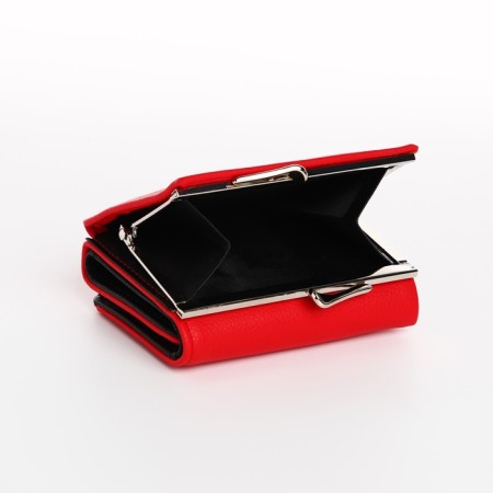 Women's wallet on the button, red color-4