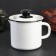 Emalous mug with a nose, 1 l, with a lid, white color