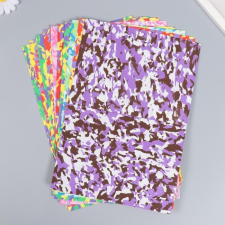 Foamiran "colored camouflage" 1 mm set 10 sheets mix format A4