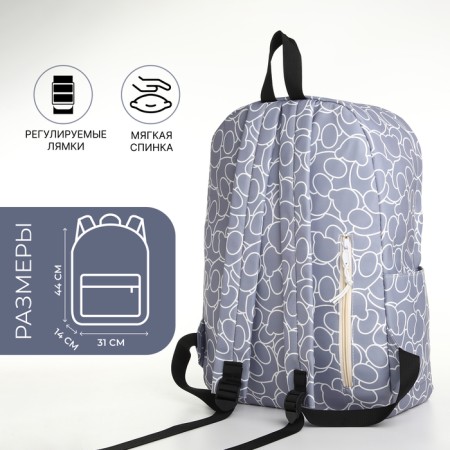 School backpack on lightning from textiles, 3 pockets, lilac color-1