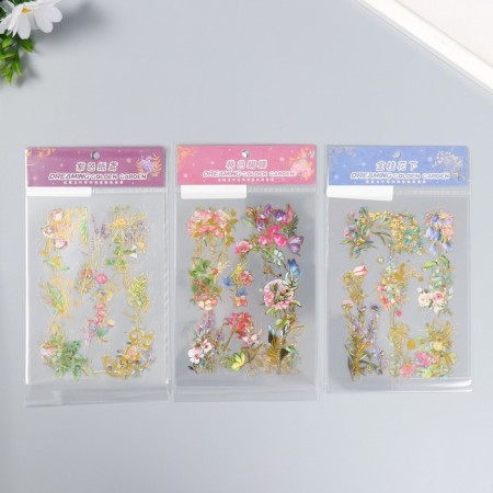 Stickers "Golden Flower Wooden" set 3 sheets mix 14.6x10.5 cm-1