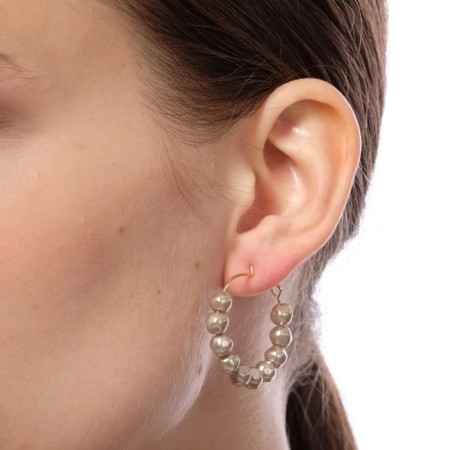 Road earrings set 6 pairs "pearl" with pendants, white color in gold-3