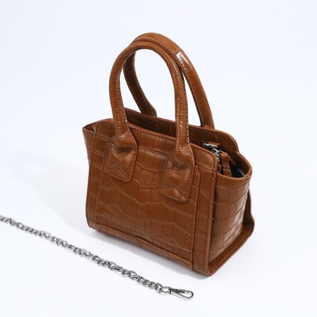 Bag Women's Tout with zipper, brown color-5