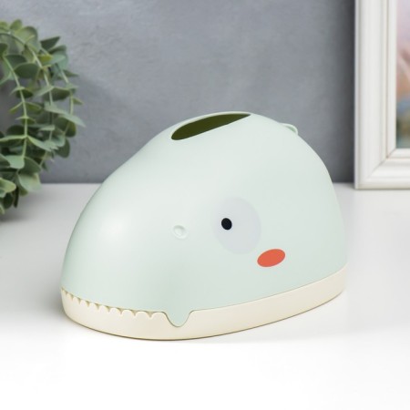 Casket Plastic for napkin "dinosaur" light green 12x12x21 cm-1