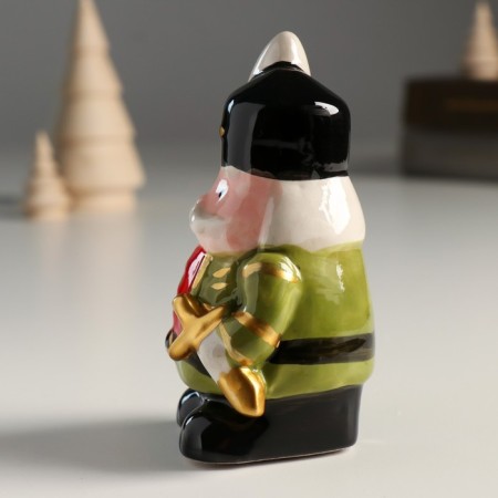 Souvenir Ceramics "A mustachioed Nutcracker in a green camisole with a sword" 11.5x7.3x6 cm-2