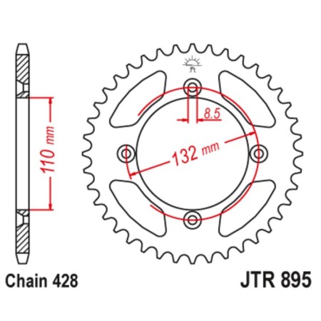 The rear star JT, for 428 chains, driven, steel, 49 teeth-1