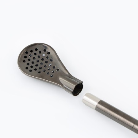 Bombilia for Yerba Mate Mini, set 2 pieces with brushes for cleaning, black, L-18.5 cm-4