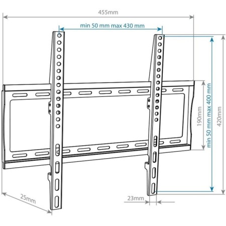 ARM Media Steel-3 TV, up to 50 kg, 22-65 ", wall, fixed, black-1