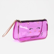 Cosmetic bag on lightning, with a pen, purple color