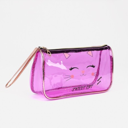 Cosmetic bag on lightning, with a pen, purple color