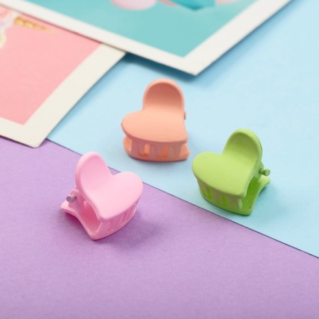 Hair crab "Doll" (set 10 pcs) heart, 1.5 cm, mix-1