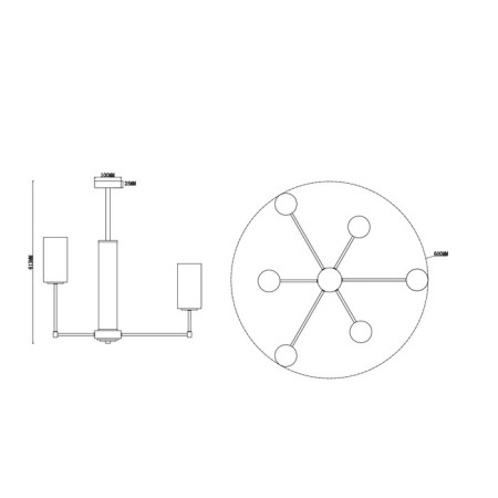 Chandelier 60W, 6 class14, 61.3x60 cm, chrome-3