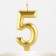 Candle for the cake, the number "5", gold