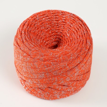 Knitted yarn "Ribbon" with Lurex 85m/170 ± 5 g (mountain ash, lurex: silver)-1