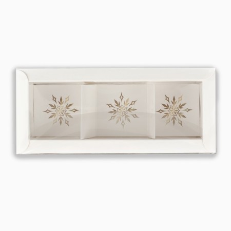 Box for 3 sweets with cells "Golden Snowflakes", 14.5 x 6 x 3 cm, New Year-2