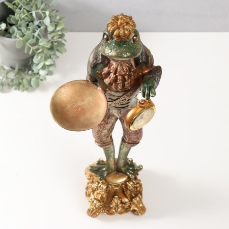 Polystone candlestick with a clock "Frog in the crown" 17x14.5x57.5 cm-4