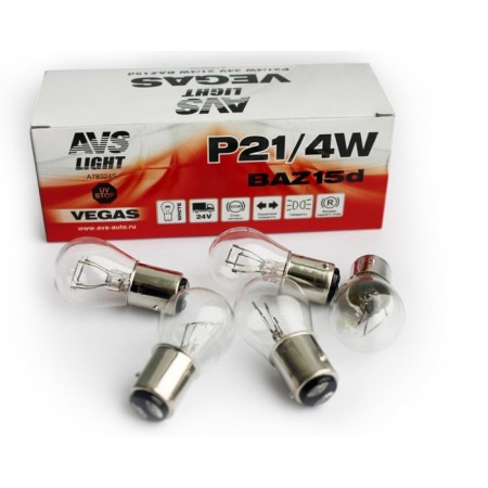 Avs Vegas 24 V car lamp, P21/4W (BAZ15D), displaced pin, set 10 pcs