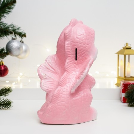Piggy bank "Dracosha" white-pink, 13x15x25cm-2