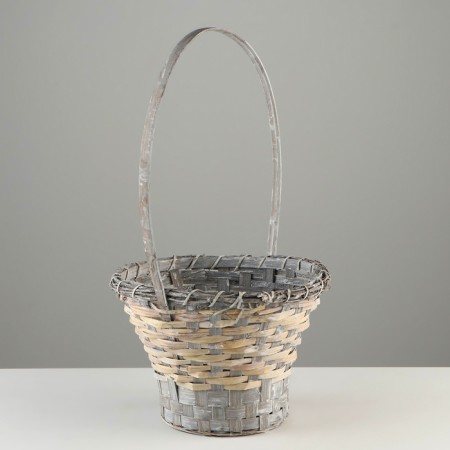 Set of wicker baskets, d23x18/42 cm, d27x19/44 cm, d29x19/46 cm, 3 pcs, gray, bamboo-2