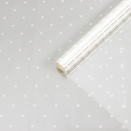 Flower film with white pattern "Flowerers", 0.7 x 7.6 m, 40 μm, 200 g