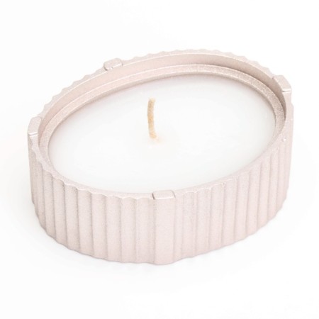 Candle "Oval" in a candlestick with narrow faces, 9x6.5x4cm, champagne-3
