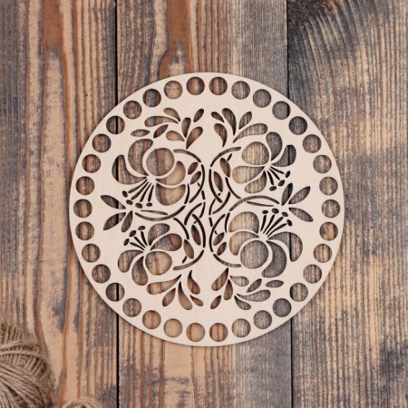Round billet for knitting, flowers, plywood 15 cm, d 10 mm
