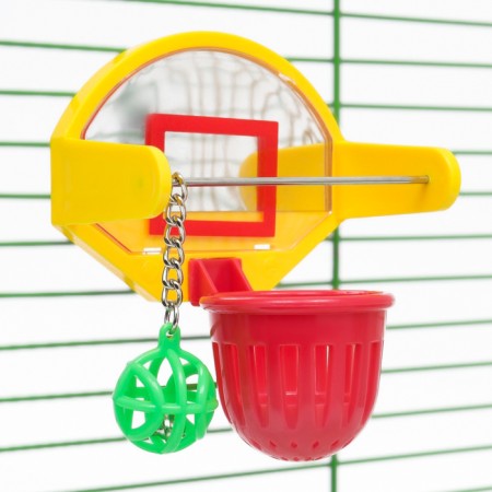 Bird toy "Basketball Ring", 9.5 x 11 x 6 cm (ball 2.5 cm, basket 4.6 cm)-3