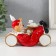 Souvenir Polystone "Clown with a puppy, lies on the drums" White-red 14x5x8.5 cm