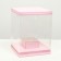 Box for flowers with a vase and PVC windows are folding, pink, 23 x 30 x 23 cm