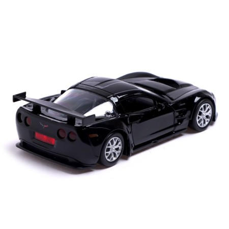 Metal machine Chevrolet Corvette C6-R, 1:32, doors, inertia, black color open-3