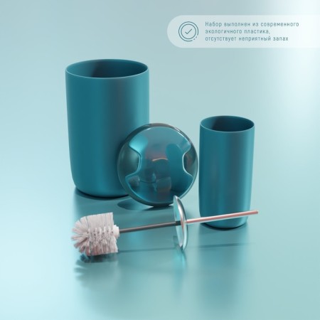 A set of accessories for the Trinity bathroom, 6 items (soap dish, soap dispenser, two glasses, ruff, bucket), blue color-2