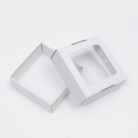 Self -charged box, with a window, craft, white, 16 x 16 x 6 cm-2