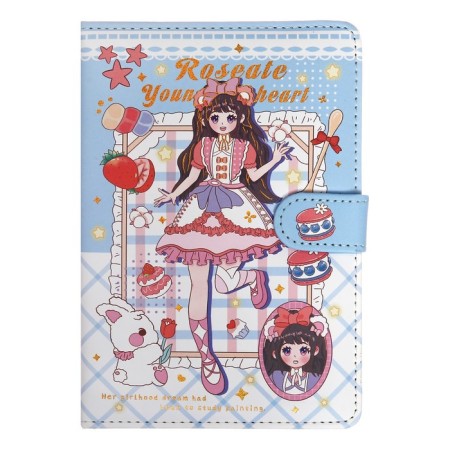 Gift notebook, a6+ 132 sheets, color block, with a stream on a magnet, PVC cover, "anime", mix-1