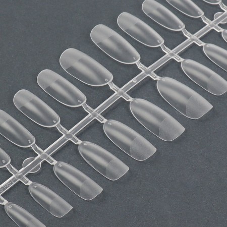 Gel tips for nail extension, 240 pcs, an oval shape, full matte coating, in a container, a transparent color-5