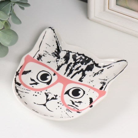 Souvenir Ceramics stand for the ring "Kitten with glasses" 1.6x11x12 cm