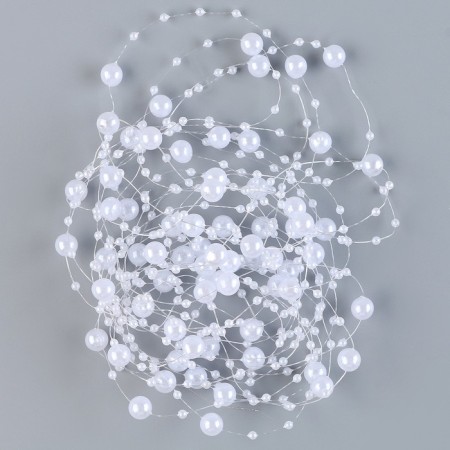 Field for decor with beads, length - 4.8 m, white color
