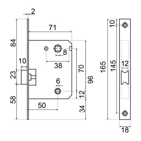 Latch allyur art l7050s w, matte white color, 18 mm bar without handles with a latch-1