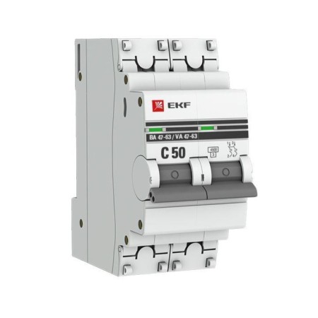 Automatic circuit breaker EKF MCB4763-2-50C-PRO 2P, 50A, 4.5ka