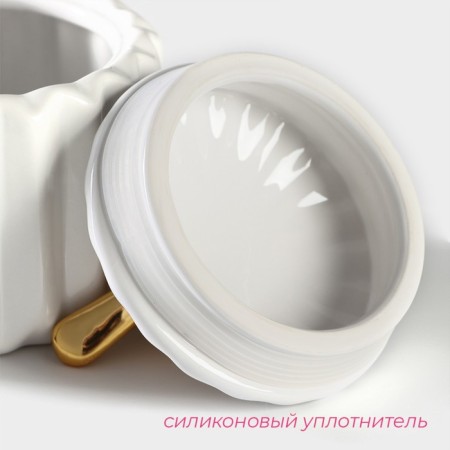 Ceramic Bank for bulk products of the Golden Wing, 550 ml, white color-2