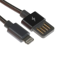 Lightning cable - usb, 2.1 a, metal braid, 1 meter, black