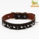 Collar leather two-layer studded, 63 x 3 cm, Osh 40-55 cm, black