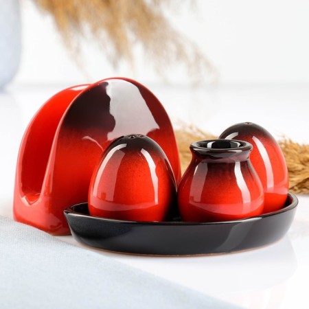 Set for spices "premium crooked" 5 items, red