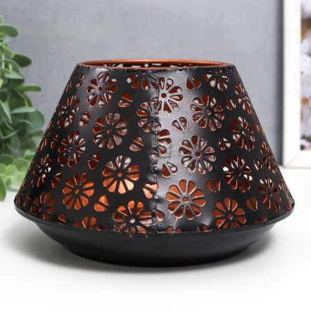 Summary Metal for 1 candle "Chamomile" black with gold 11.5x17x17 cm-2