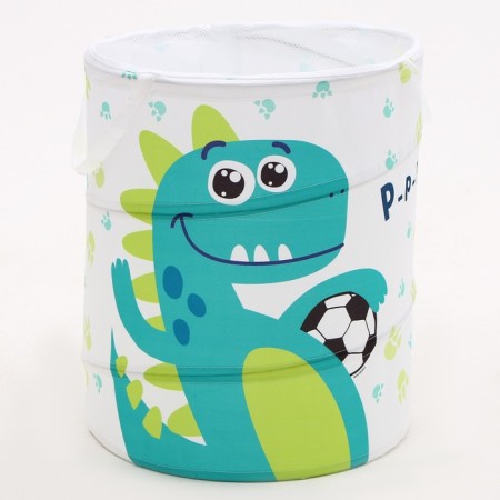 Basket for storing toys "Dino", 50 x 40 cm, white, green-1