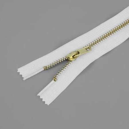 Metal lightning, No. 5, non -proceeding, automatic lock, 18 cm, white/gold color-1