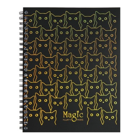 A notebook of 80 sheets in a cage on the crest of Meshu "Black Cat", a double cover, matte lamination, foil embossing-6