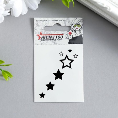 Tattoo on the body "Black Stars" 5.3x6.3 cm