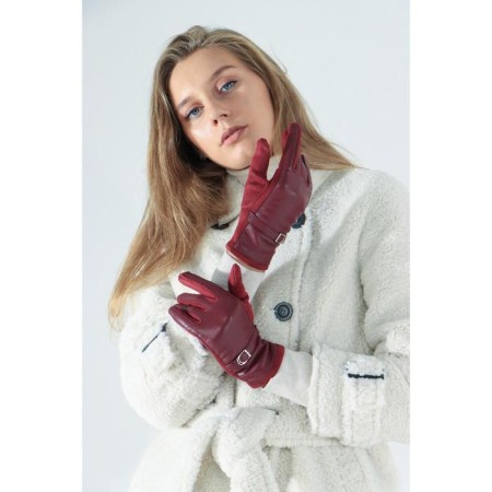 Gloves are female, dimensionless, without insulation, burgundy color-1