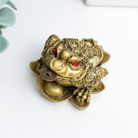 NECSK Polystone Bronze "Toad on ingots" 4x3.5x3.5 cm-3