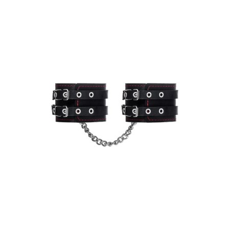 Shackles with two belts and a black Pecado BDSM lining, genuine leather, black-2